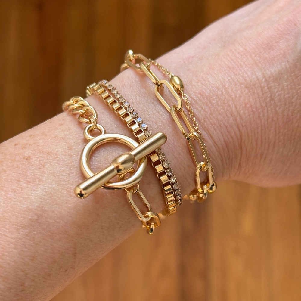 Gold Chain and Beaded Bracelet Set